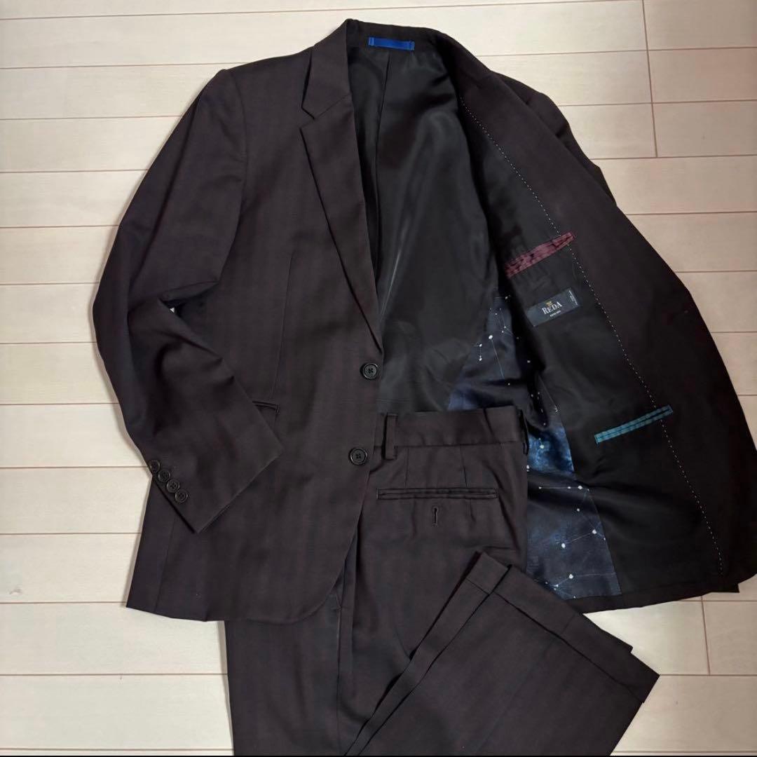 ジ*ン様 ポールスミス ビジネススーツ 銀河 星座 チャコールブラウン 赤ストラ