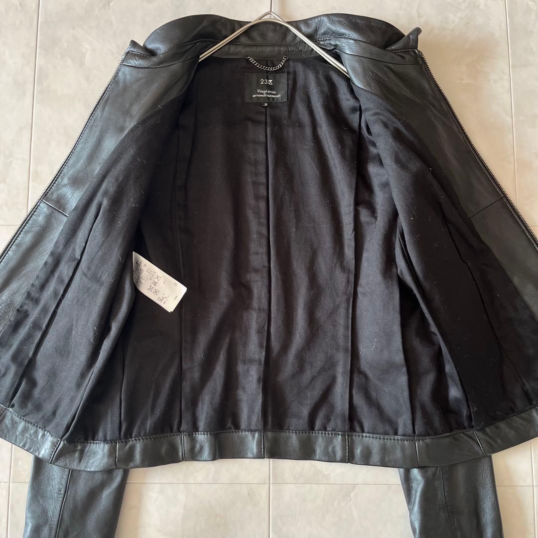 美品✨23区 ラムレザージャケット ブラック 38 羊革 シングルライダース