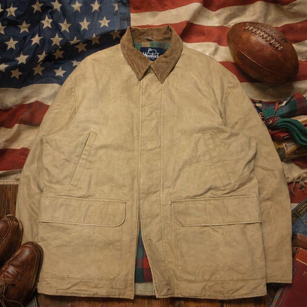 Woolrich80s90sダック地チョアコートUSA製裏ブランケット襟コーズ