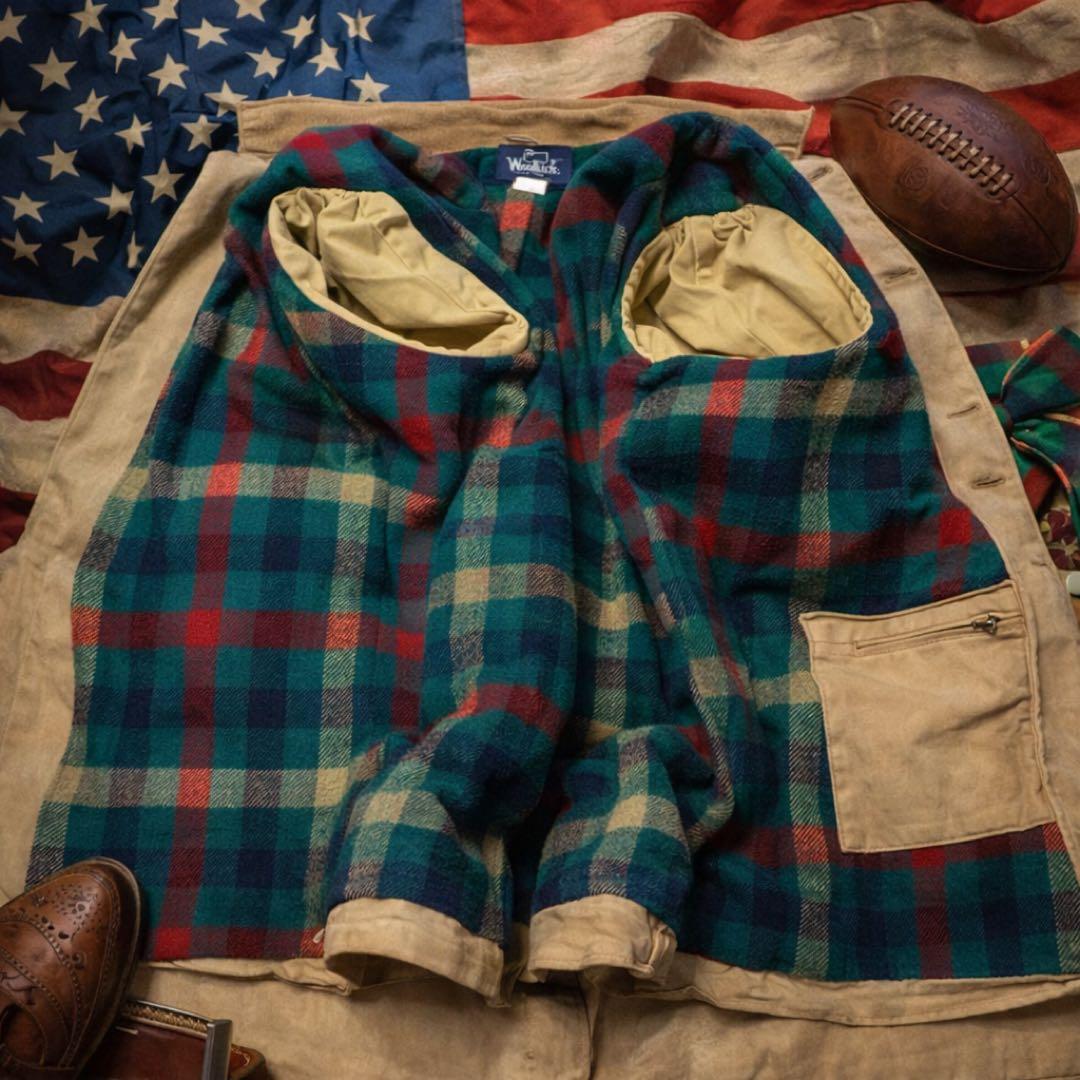 Woolrich80s90sダック地チョアコートUSA製裏ブランケット襟コーズ