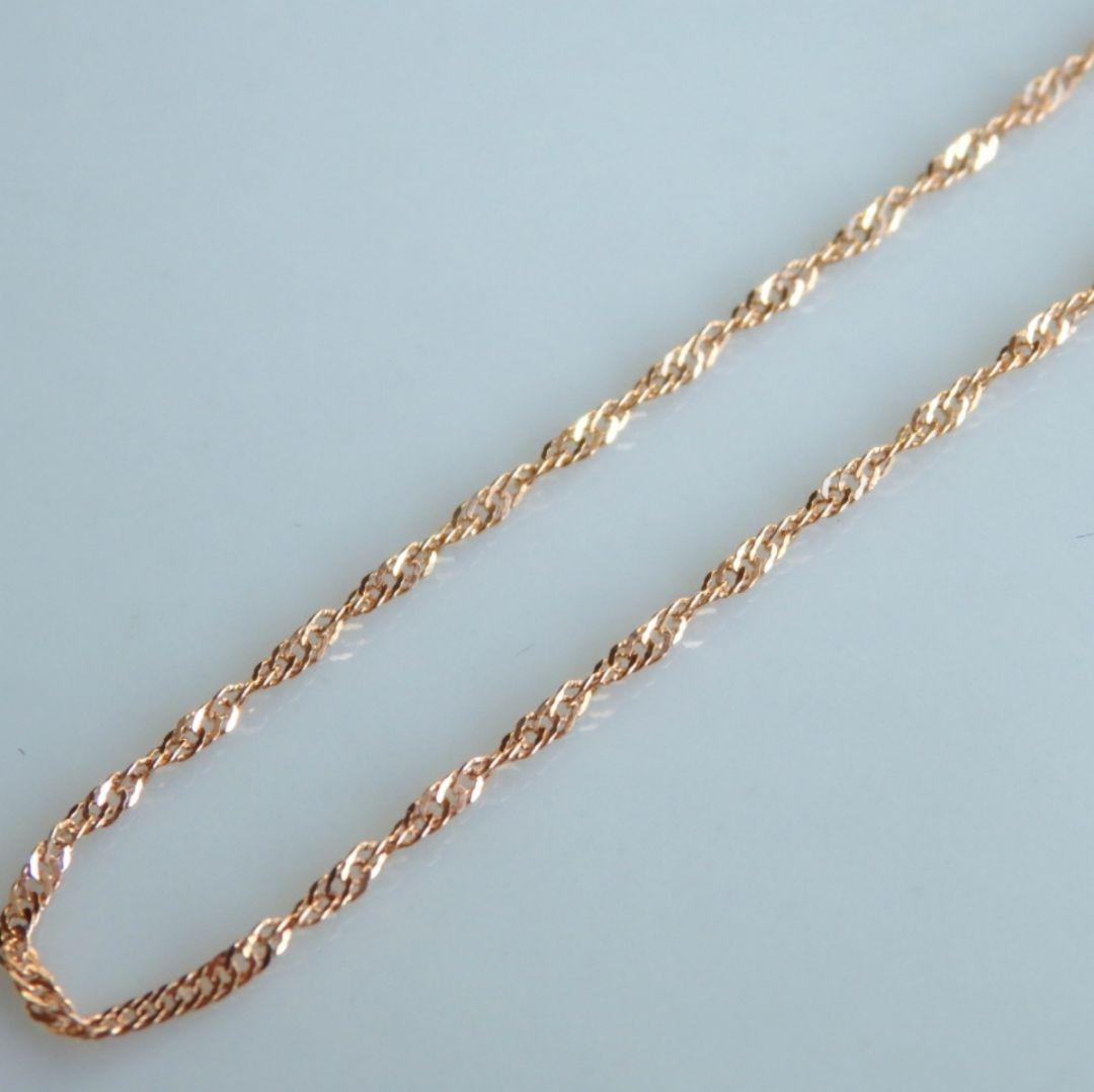 Mu-　k18ネックレス　PG　スクリューチェーン　1.3㎜幅