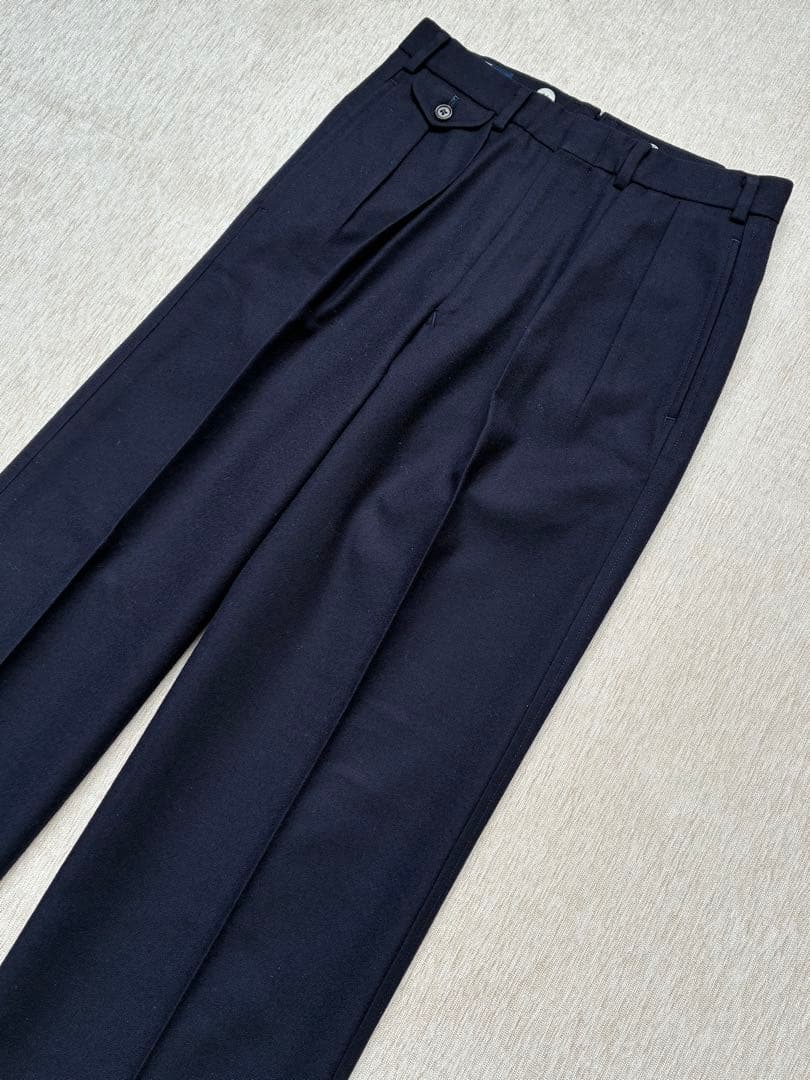 Ralph Lauren ウール　スラックス　紺無地　ネイビー　ダブル　美品