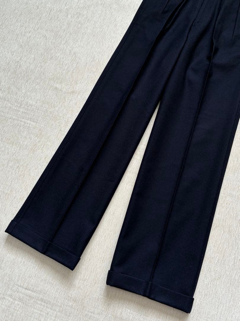 Ralph Lauren ウール　スラックス　紺無地　ネイビー　ダブル　美品