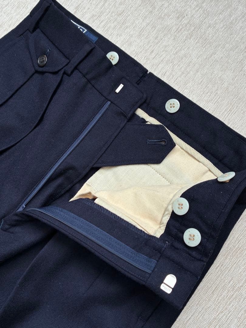 Ralph Lauren ウール　スラックス　紺無地　ネイビー　ダブル　美品