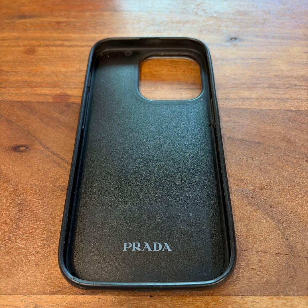 【PRADA正規】iPhone14Pro パデットケース 3角ロゴ レザー 黒