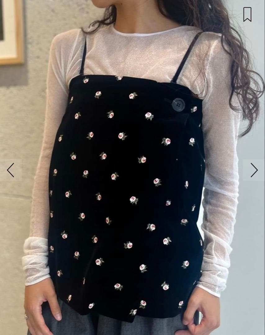 CABaN ベロア PETIT ROSEプリントミニスカート