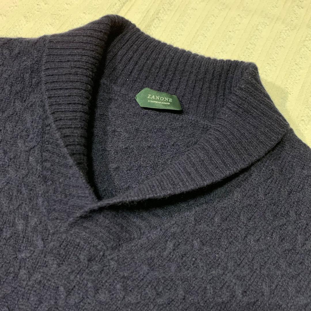 ⭐︎超高級品　希少　ザノーネ　ショールカラー　ニット　イタリア製　ヴァージンウール