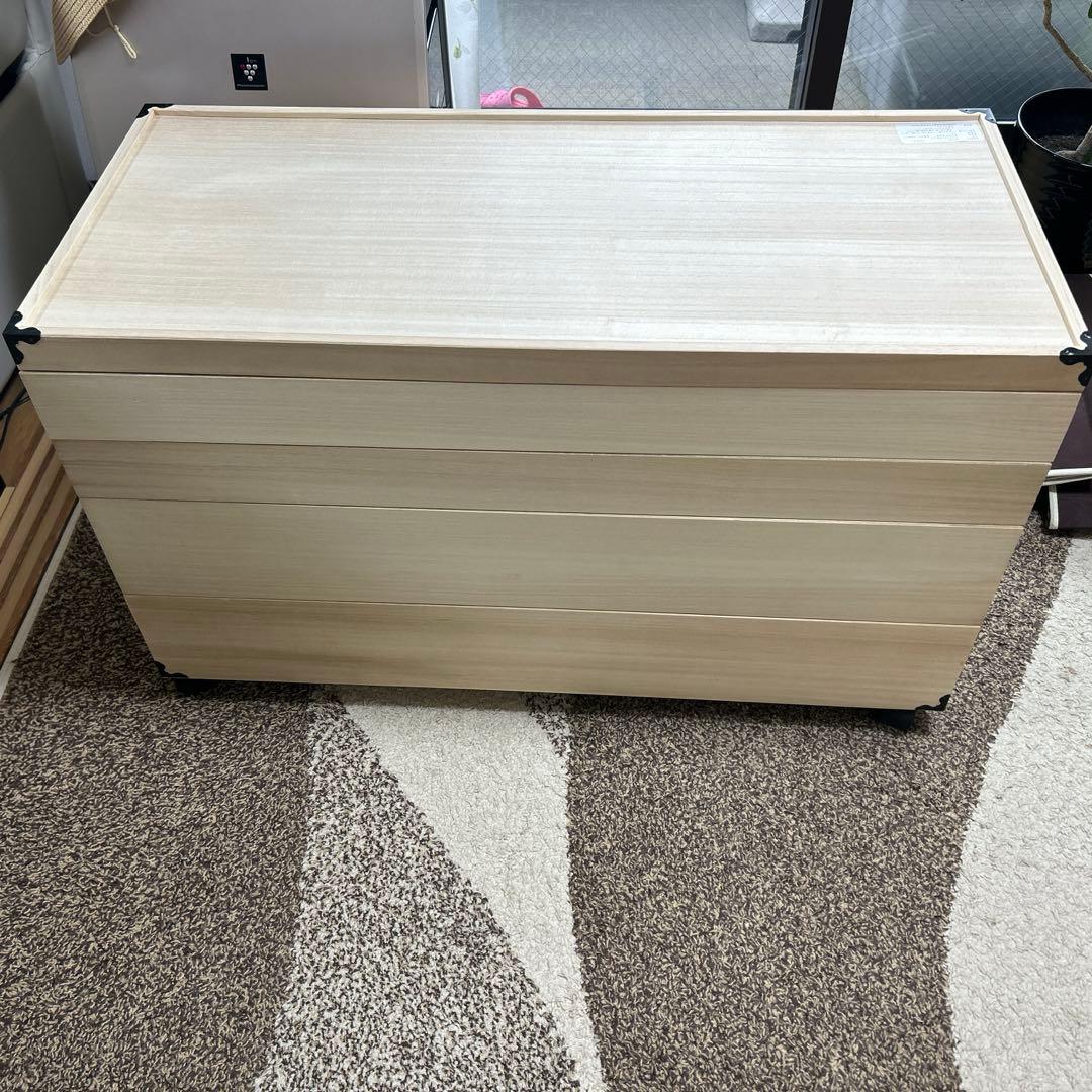 【美品】5／8処分　キャスター付き桐天然木　収納4段