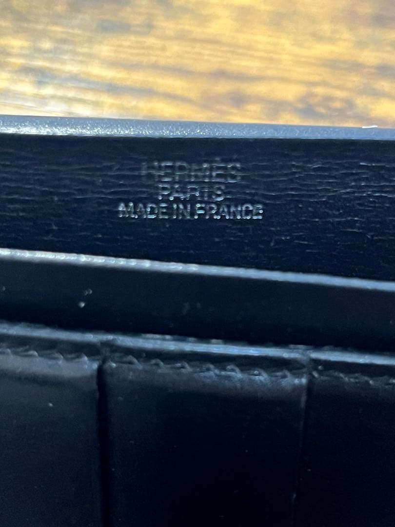 HERMES エルメス べアン ブラック レザー 長財布