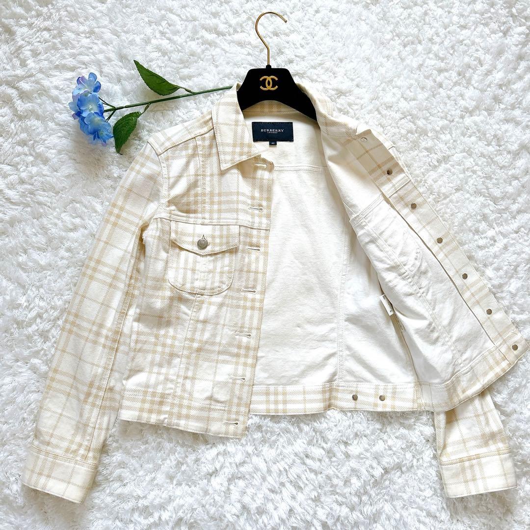 極美品 バーバリーロンドン デニムジャケット シャドーチェック ストレッチ 42