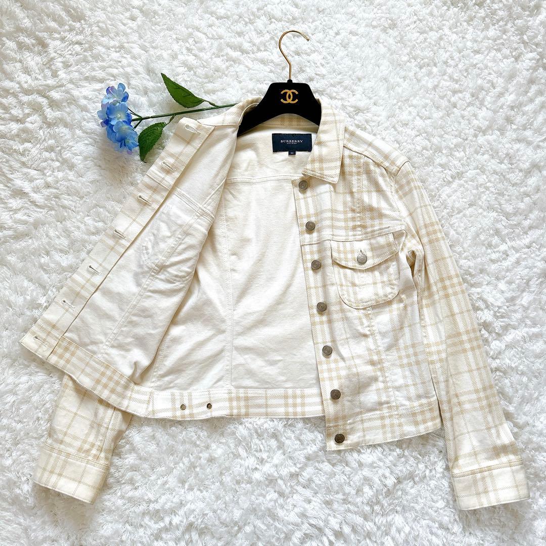 極美品 バーバリーロンドン デニムジャケット シャドーチェック ストレッチ 42