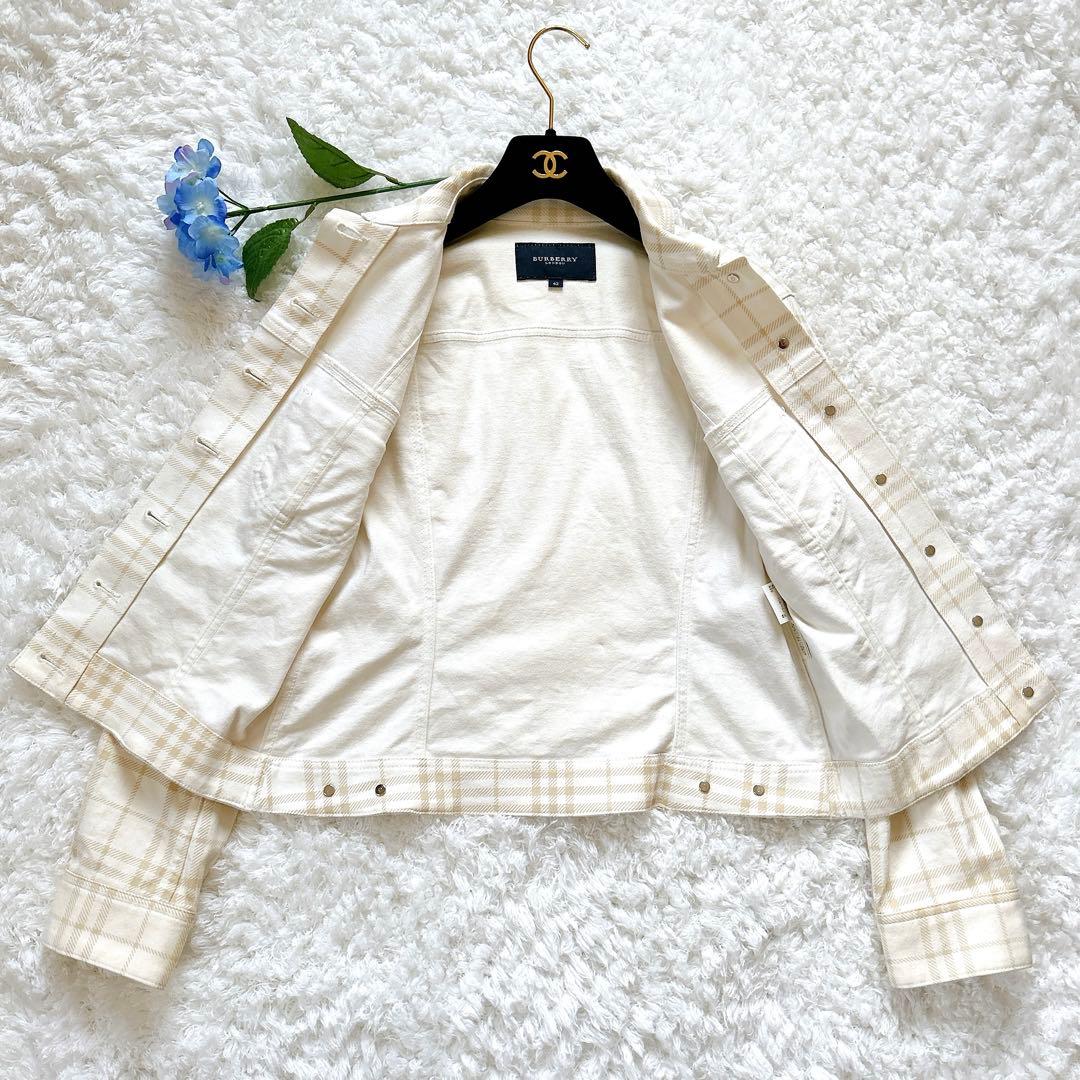 極美品 バーバリーロンドン デニムジャケット シャドーチェック ストレッチ 42