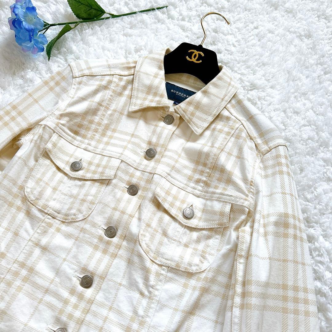 極美品 バーバリーロンドン デニムジャケット シャドーチェック ストレッチ 42