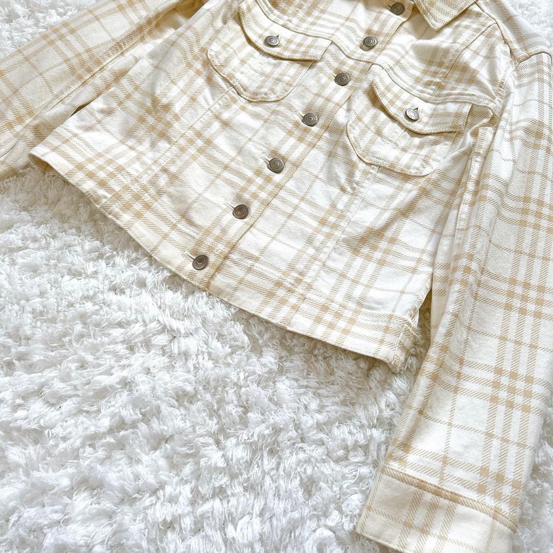 極美品 バーバリーロンドン デニムジャケット シャドーチェック ストレッチ 42