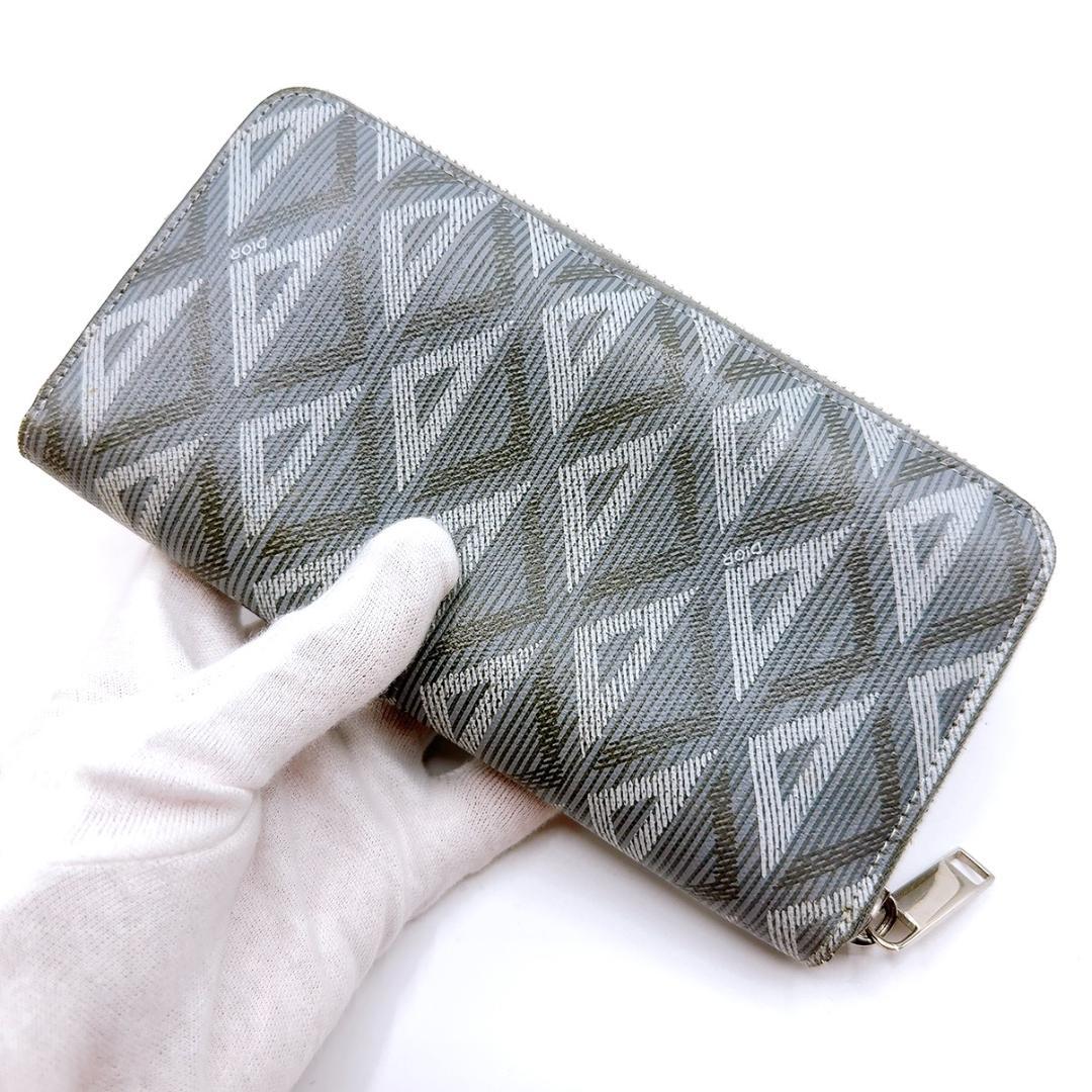 ◇クリスチャンディオール◇レザー/CDダイヤモンド/ラウンドファスナー/長財布