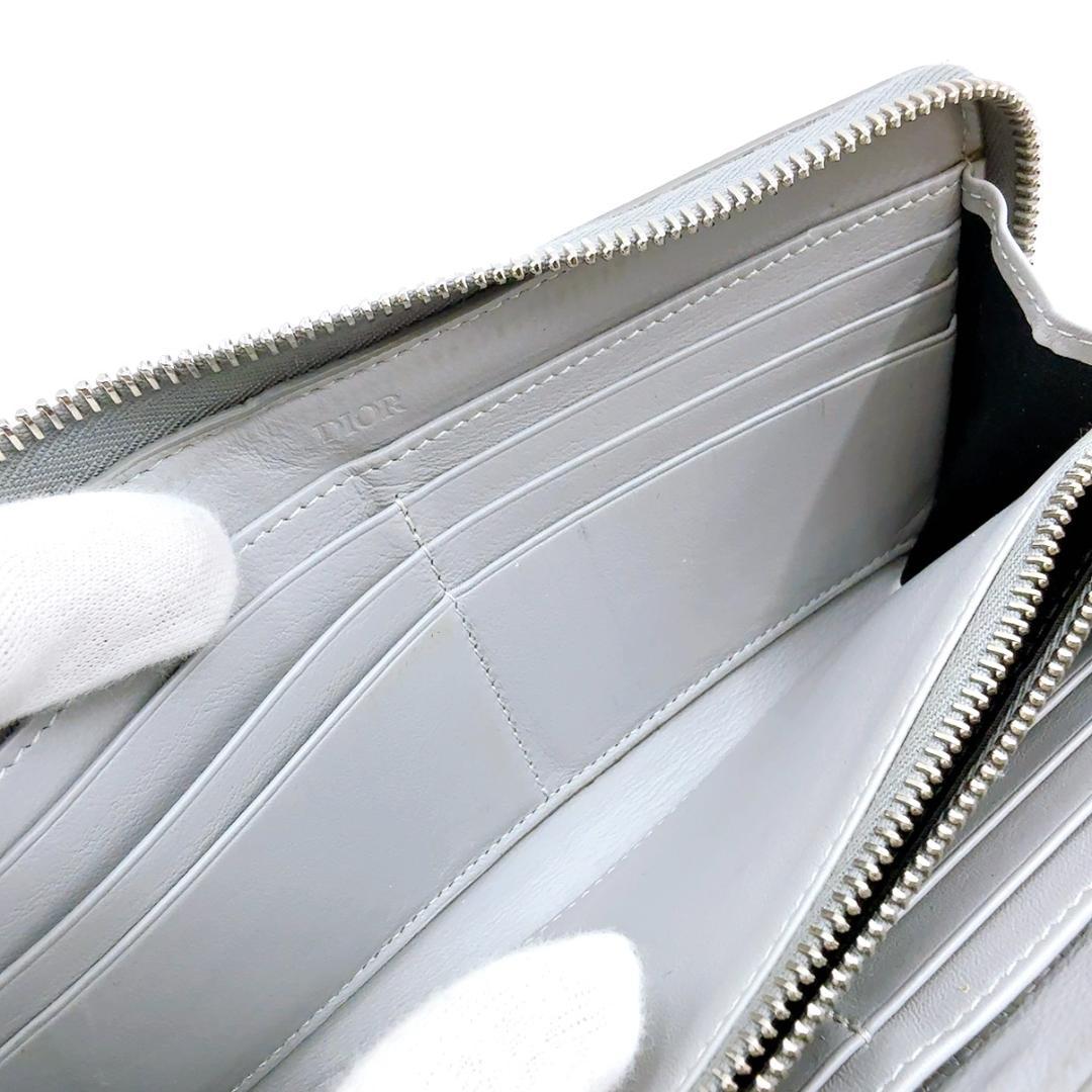 ◇クリスチャンディオール◇レザー/CDダイヤモンド/ラウンドファスナー/長財布