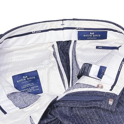 アントレアミ ストライプ スラックス 28 コットンウール ストレッチ ネイビー