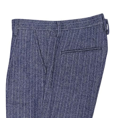 アントレアミ ストライプ スラックス 28 コットンウール ストレッチ ネイビー