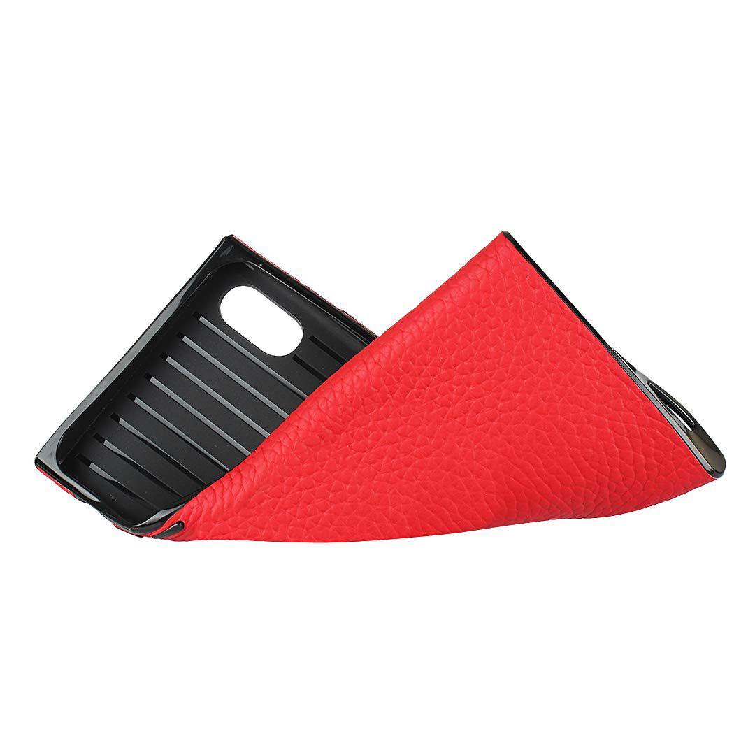 iPhone XS Max 背面 真皮ケースライチ紋真皮