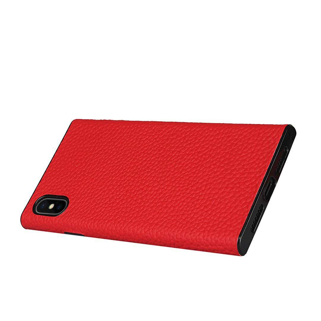 iPhone XS Max 背面 真皮ケースライチ紋真皮