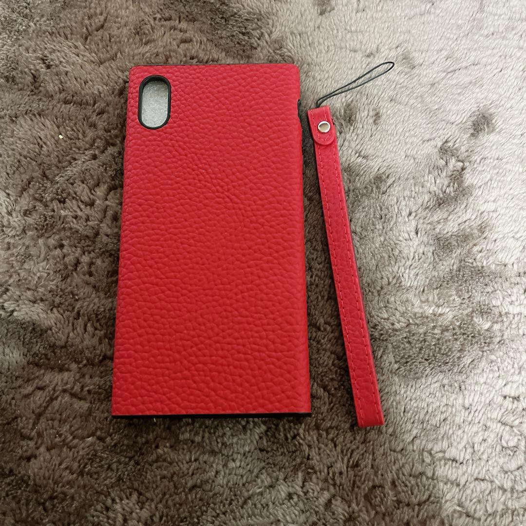 iPhone XS Max 背面 真皮ケースライチ紋真皮