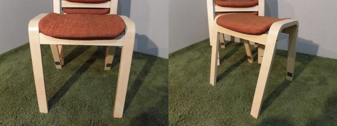 送料無料アウトレット★スタッキングスツール★4脚セット/ナチュラル枠（オレンジ）