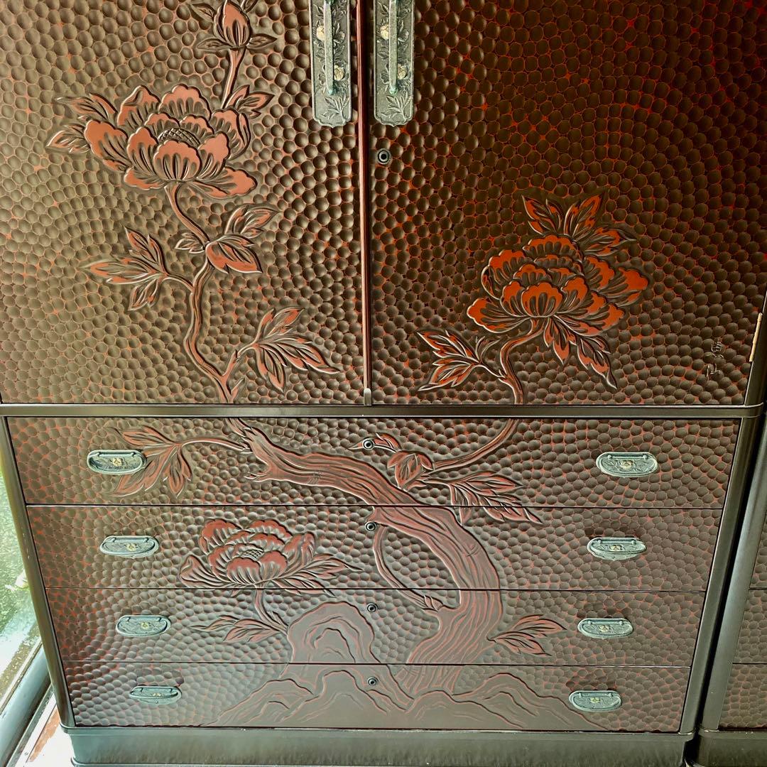 鎌倉彫り　佐藤恵仙作品　桐タンス　和箪笥　着物保管　高級