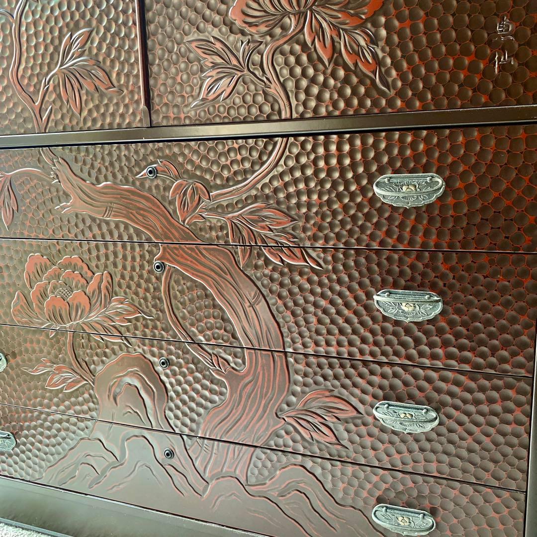 鎌倉彫り　佐藤恵仙作品　桐タンス　和箪笥　着物保管　高級