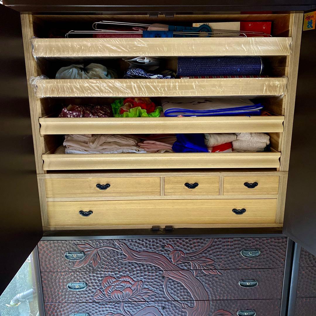 鎌倉彫り　佐藤恵仙作品　桐タンス　和箪笥　着物保管　高級