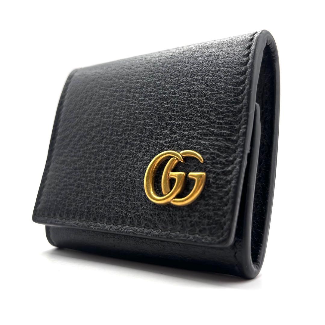 美品 グッチ ケース マーモント GG ゴールド ブラック レザー
