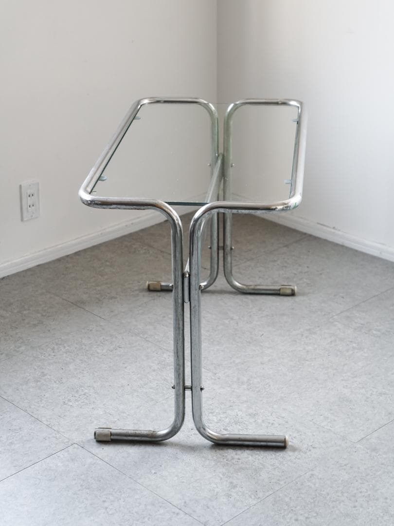 ヴィンテージ　アイアンガラステーブル 什器 ミッドセンチュリーモダン