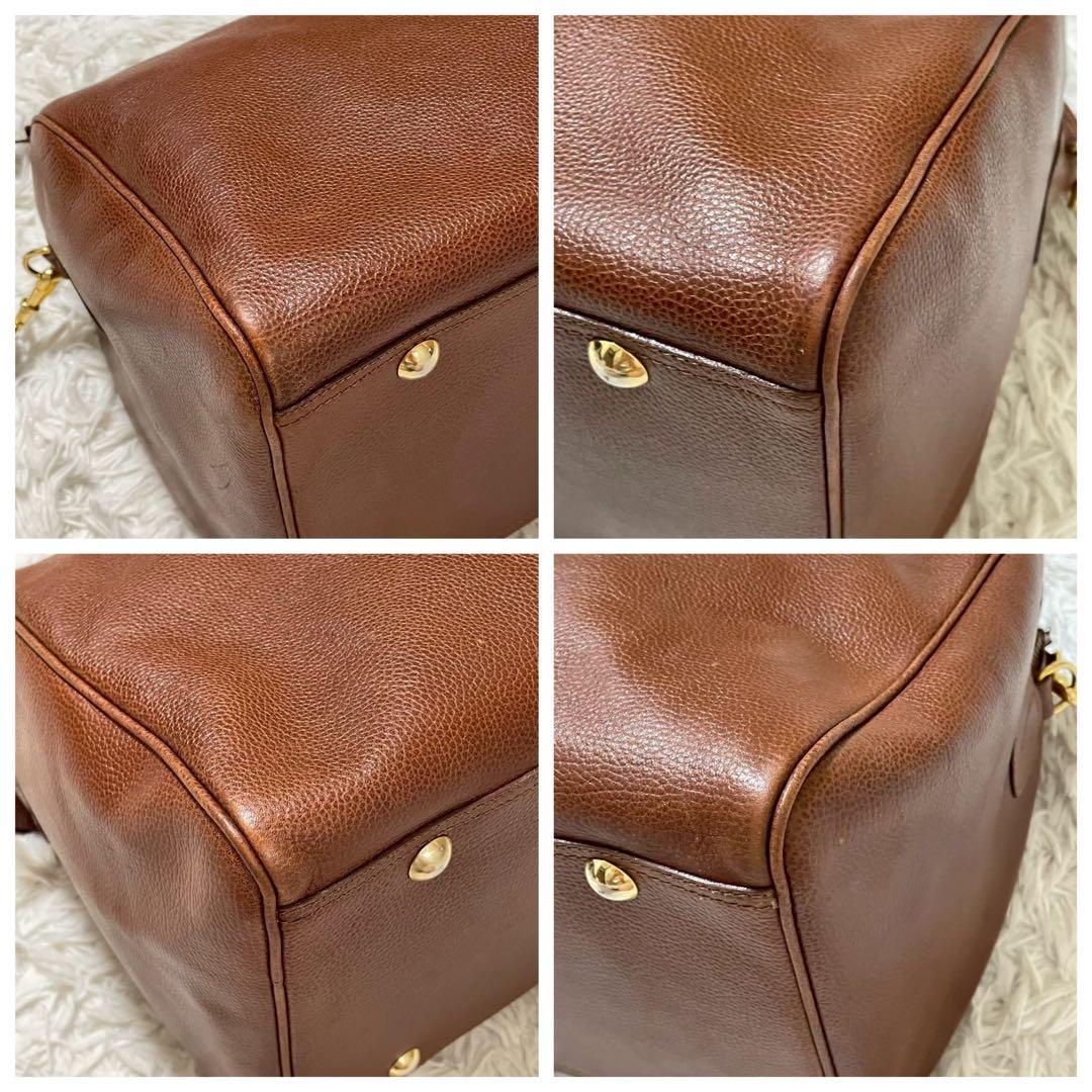 良品　ゲンテン　ボストンバッグ　レザー　2wayショルダー付　ブラウン