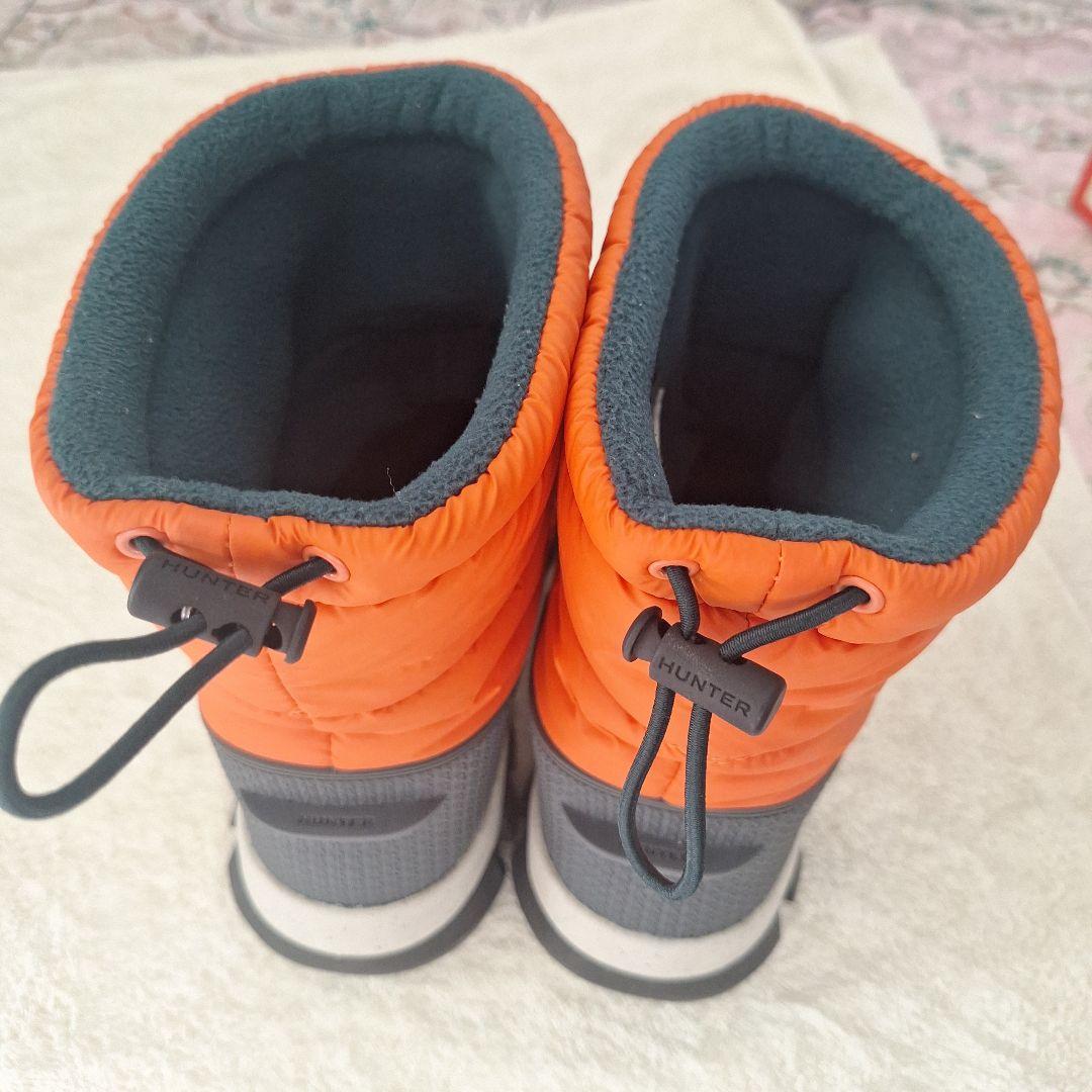 お値下HUNTERハンター　スノーブーツ　オレンジ×グレー24センチほど