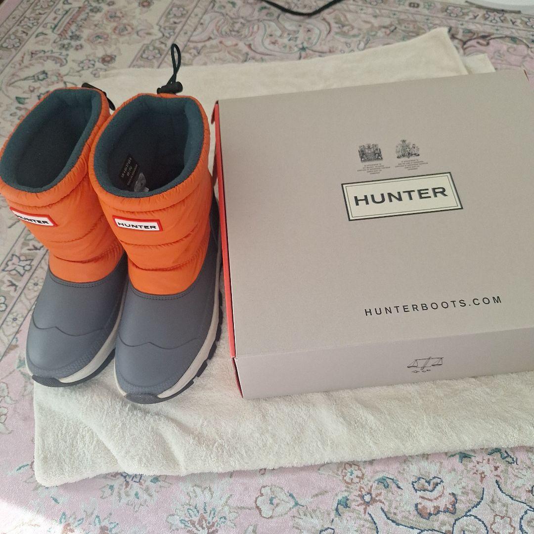 お値下HUNTERハンター　スノーブーツ　オレンジ×グレー24センチほど