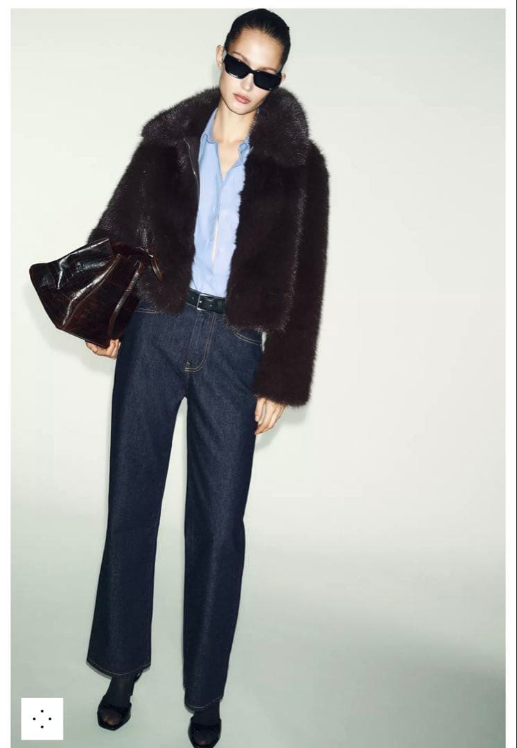 ZARAフェイクファーラペルショートコート