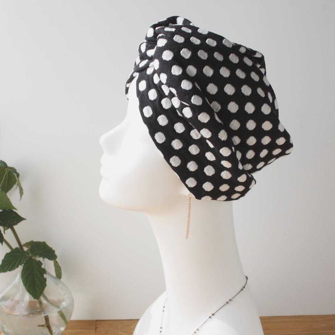 TOHIKO　ものすごい幅広ターバン ネコ＆ブロックチェック＆ループボア