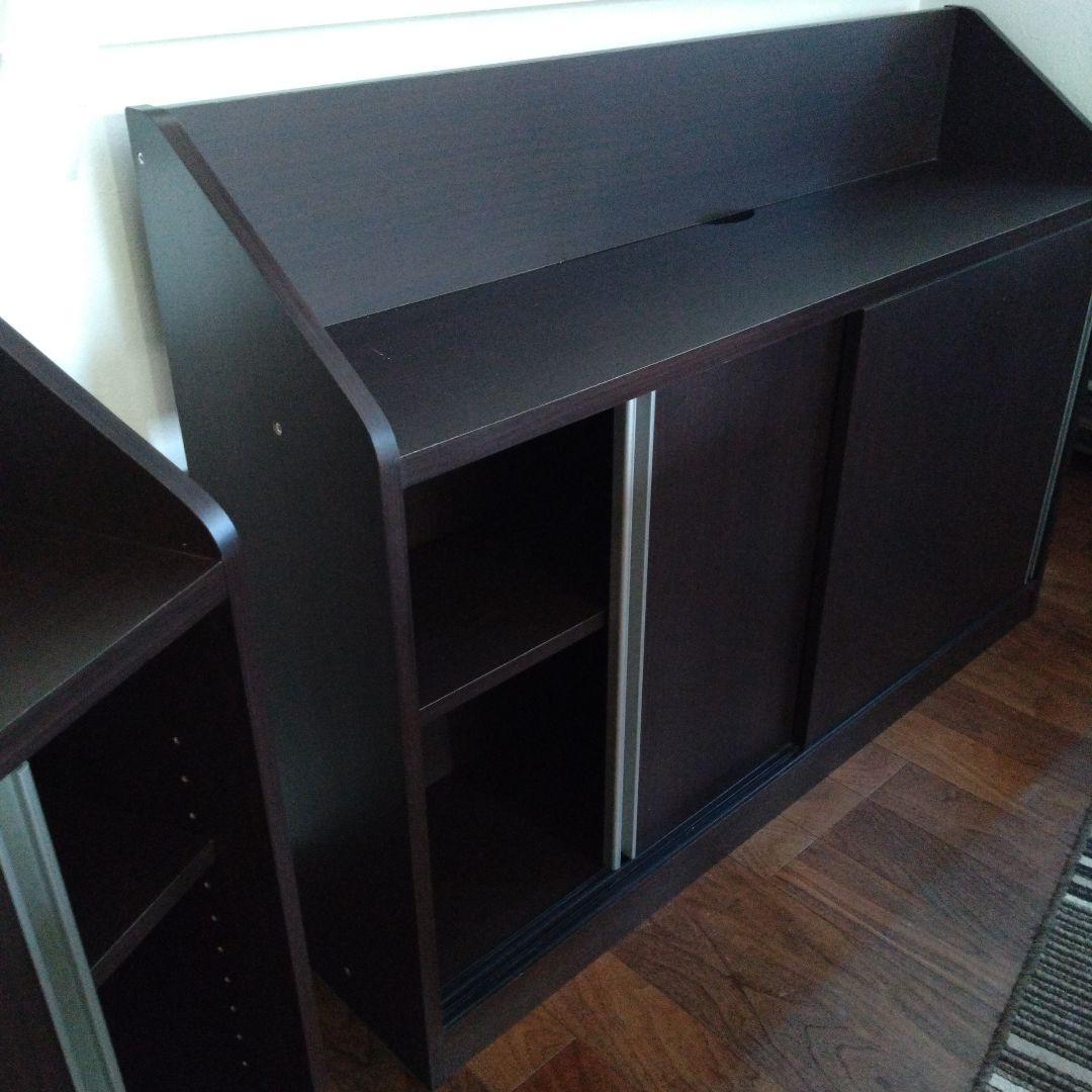 引き取り歓迎★カウンター下収納★ダークブラウン２個セット