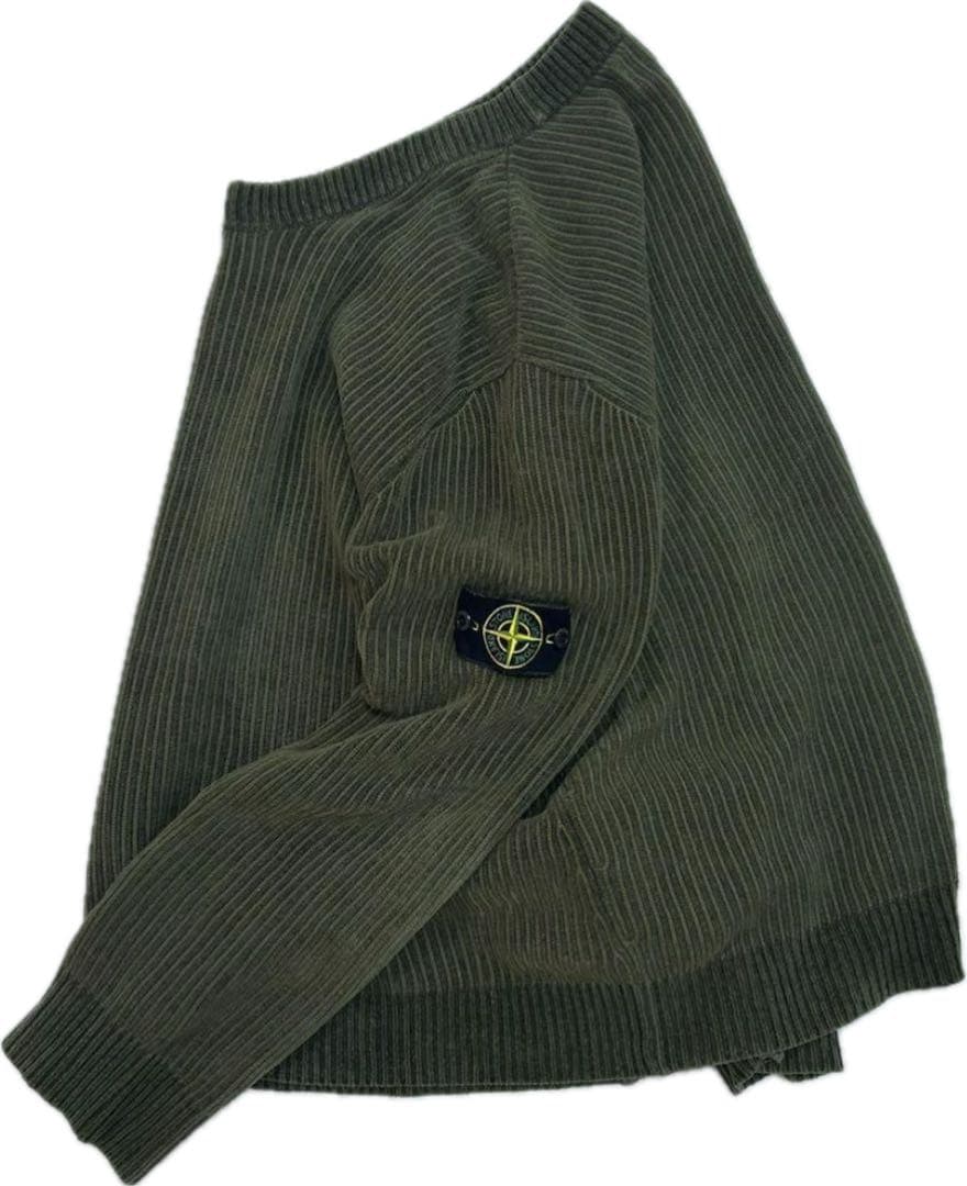 STONE  オリーブリブニットセーター