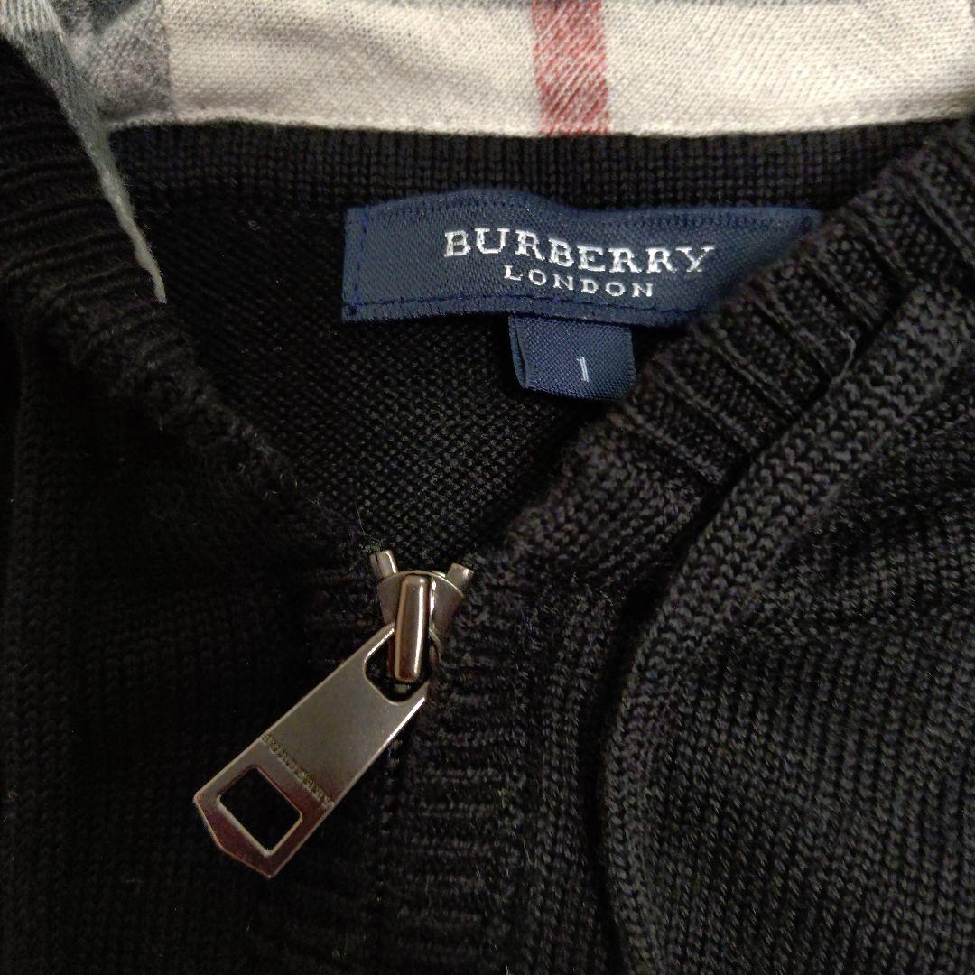 バーバリーロンドン 長袖ニット ジップパーカー ブラック １