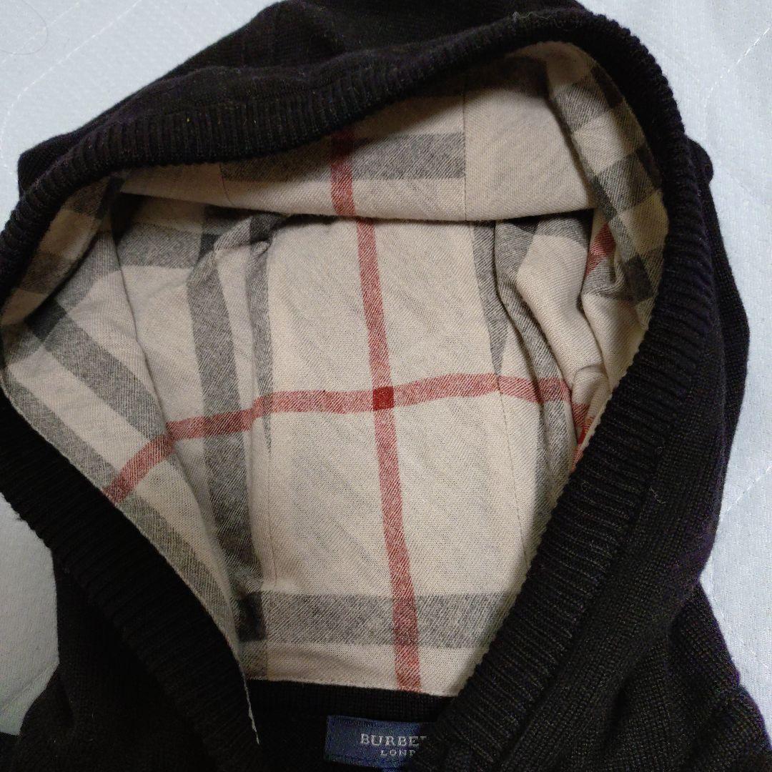 バーバリーロンドン 長袖ニット ジップパーカー ブラック １