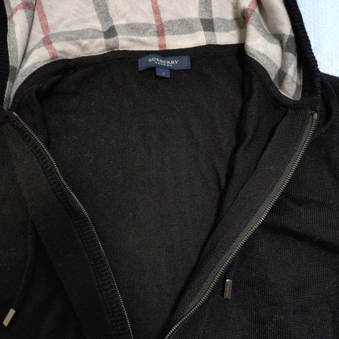バーバリーロンドン 長袖ニット ジップパーカー ブラック １
