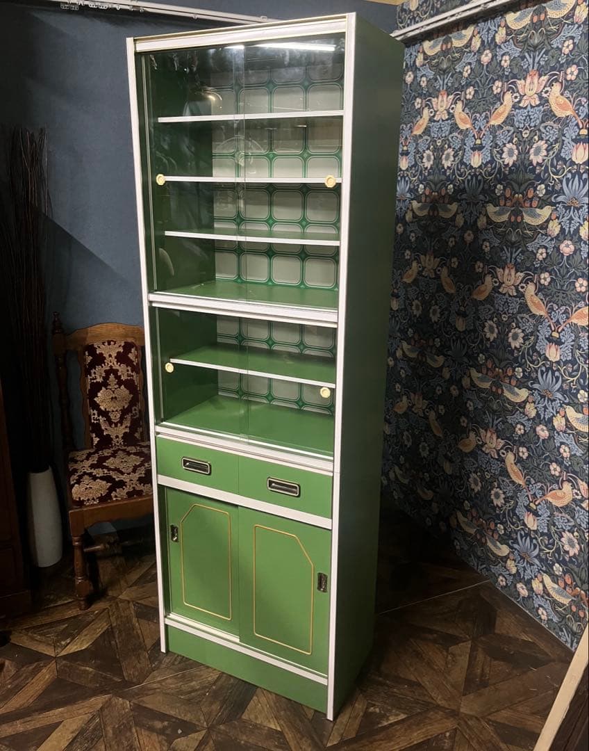 食器棚 レトロポップ 昭和レトロ インテリア 水屋 飾り棚 当時物