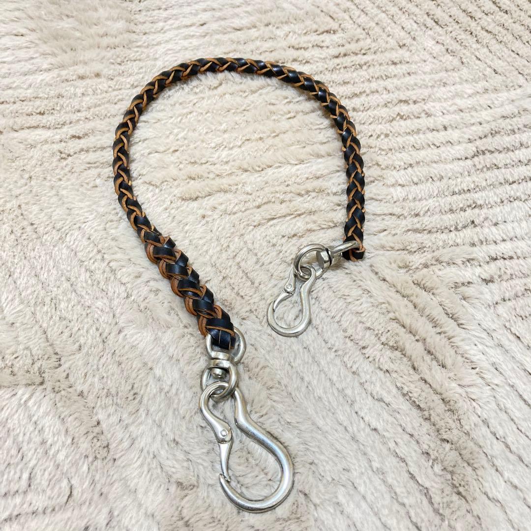 LAST CROPS ラストクロップス　レザー　編み込み　ウォレットロープ　黒