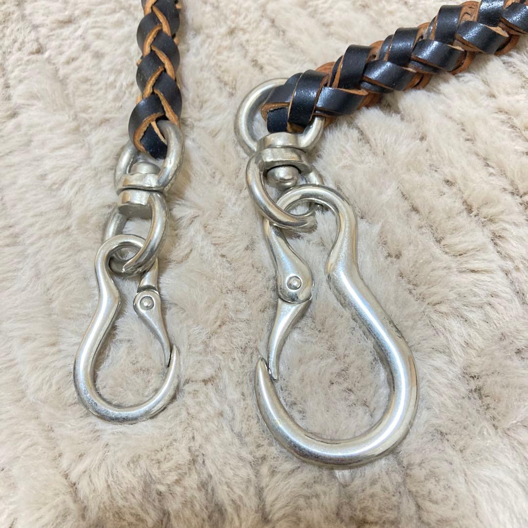 LAST CROPS ラストクロップス　レザー　編み込み　ウォレットロープ　黒