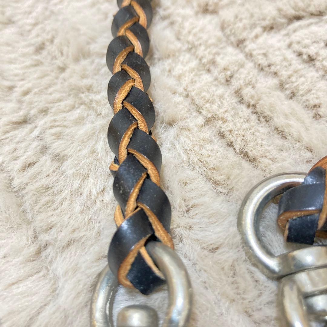 LAST CROPS ラストクロップス　レザー　編み込み　ウォレットロープ　黒
