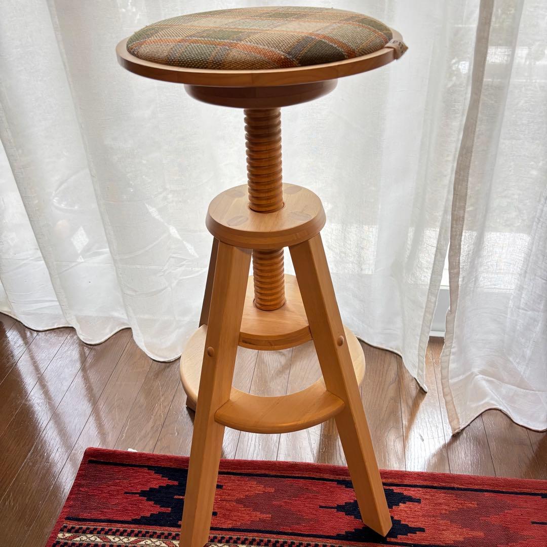 美品　広松木工 SPIN ハイスツール スピンスツール　チェック柄