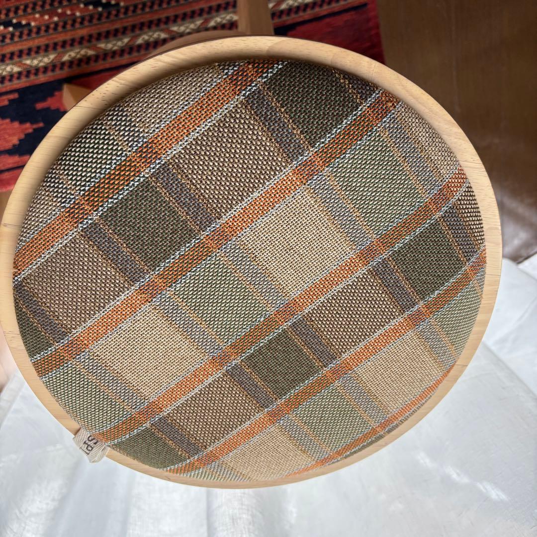 美品　広松木工 SPIN ハイスツール スピンスツール　チェック柄