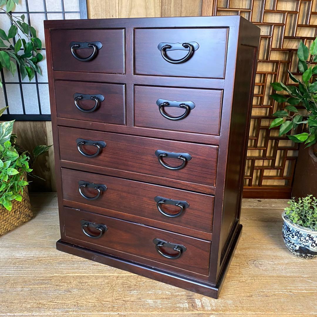 訳あり品！【132】民芸家具桐材多引き出しチェストタンスD48㎝×65㎝完成品