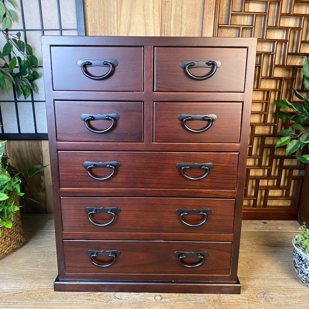 訳あり品！【132】民芸家具桐材多引き出しチェストタンスD48㎝×65㎝完成品