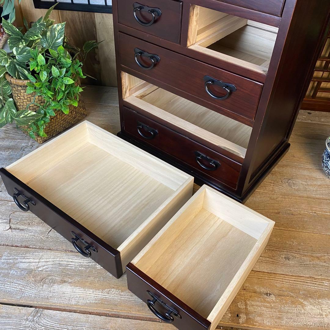 訳あり品！【132】民芸家具桐材多引き出しチェストタンスD48㎝×65㎝完成品